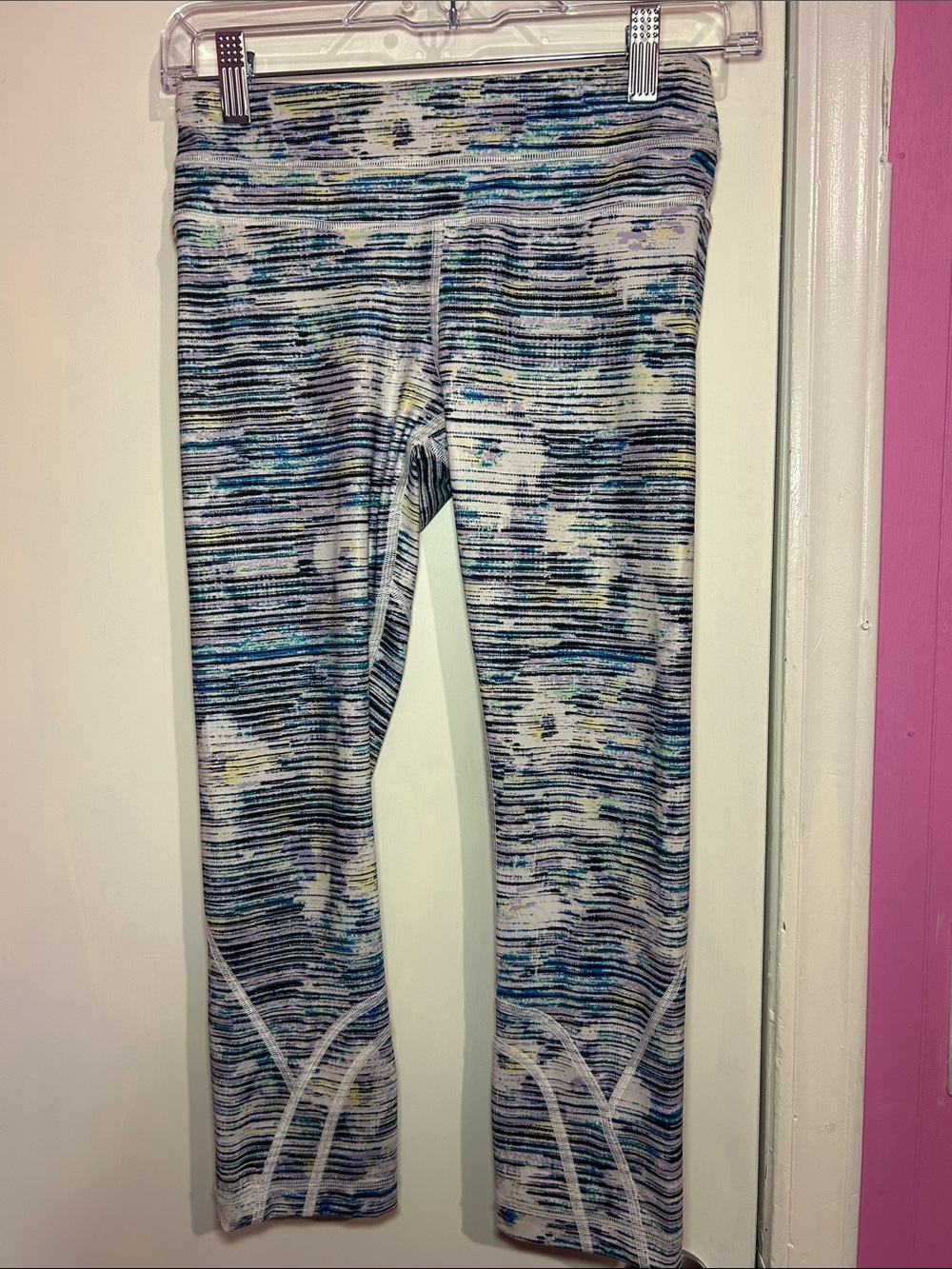 lululemon athletica Blue Multicolor Striped Abstract Leggings